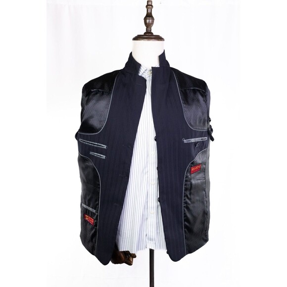 Mantoni Super 140s Mens 40s Wool Blue Striped Blazer Jacket 3 button EUC - Picture 9 of 13